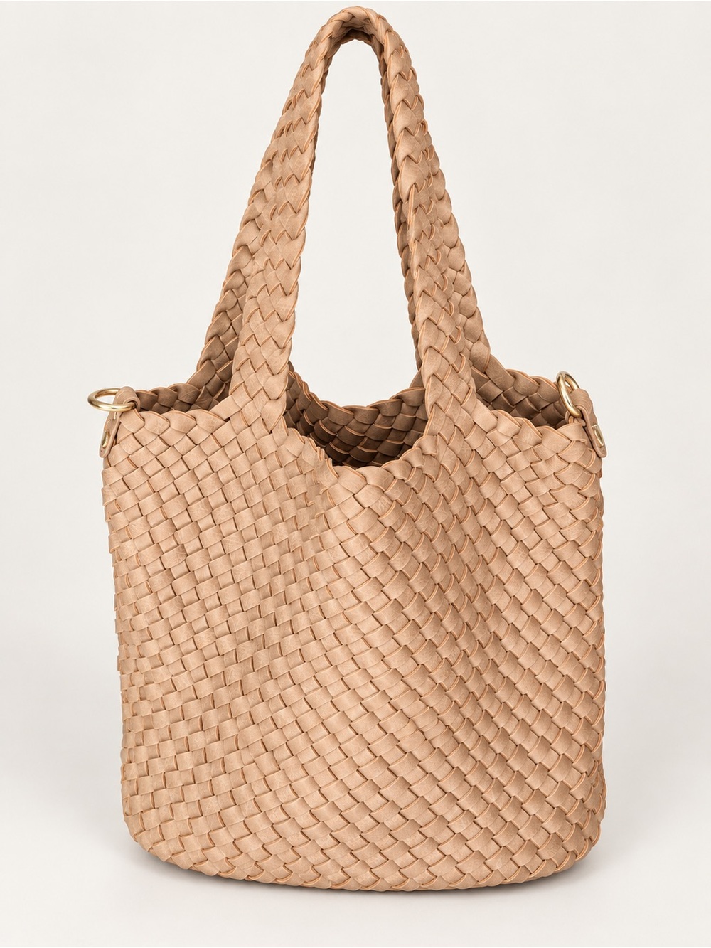 Braided Tote Bag in Taupe Beige